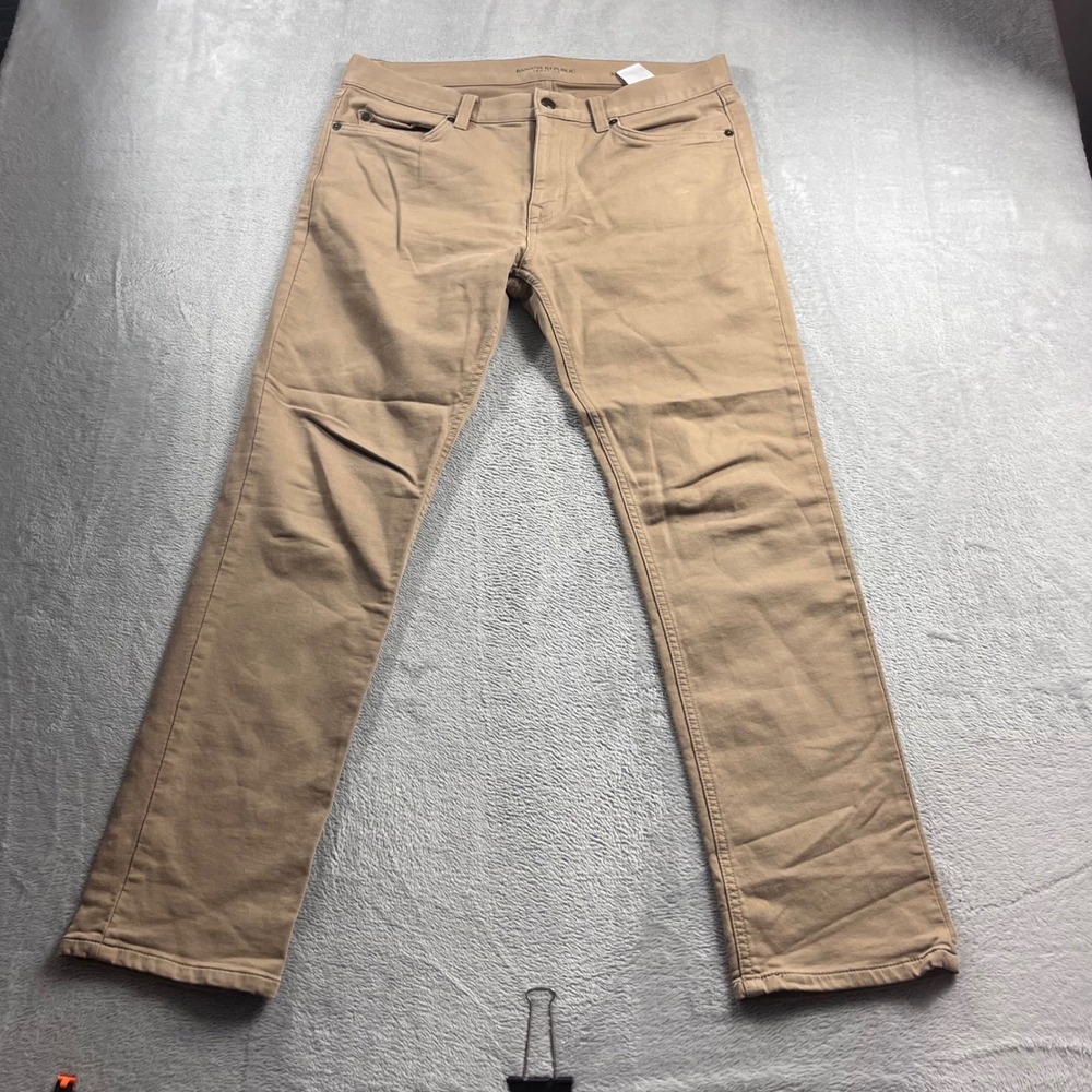 Banana Republic Traveler Pants Mens 32x30 Slim Fit Tan Khaki Chinos Stretch